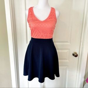 3/$20 Blue Mint peach and navy blue dress